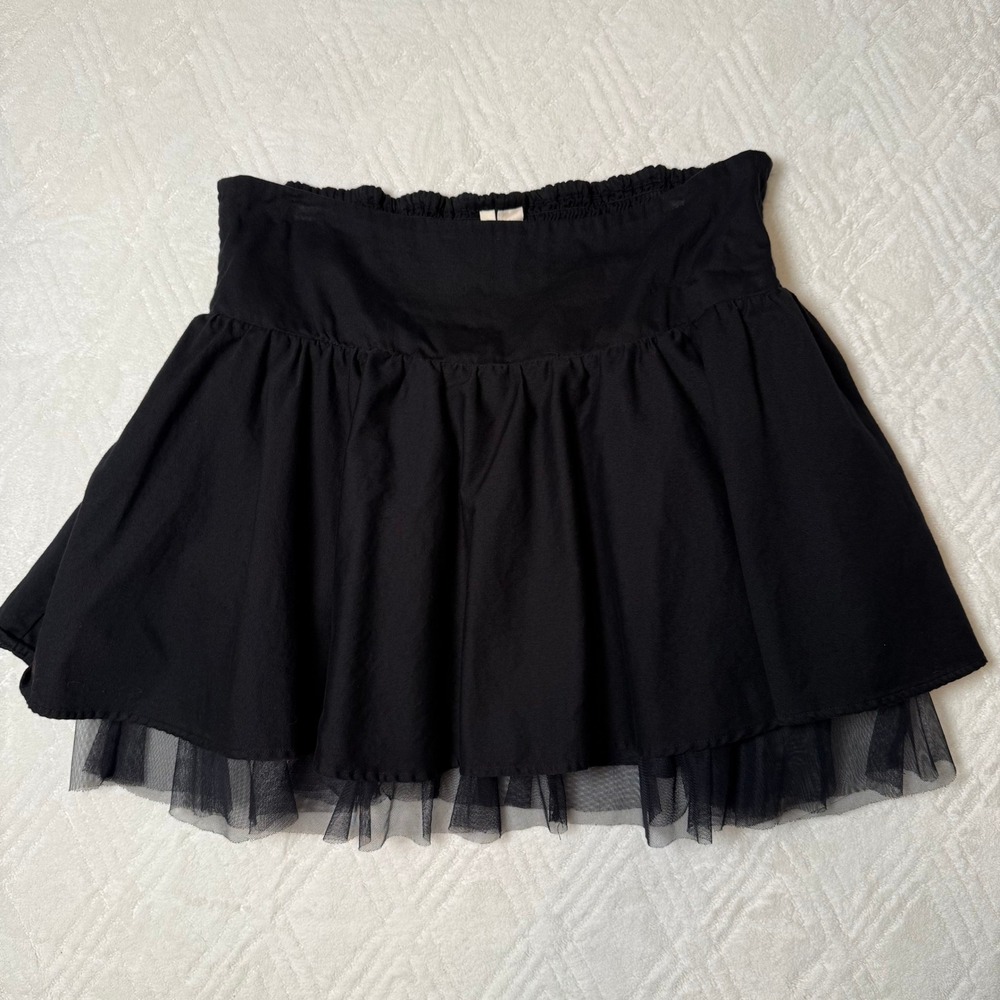 Balletcore Coquette Red Camel Black Tulle Mini Skater Skirt L Goth